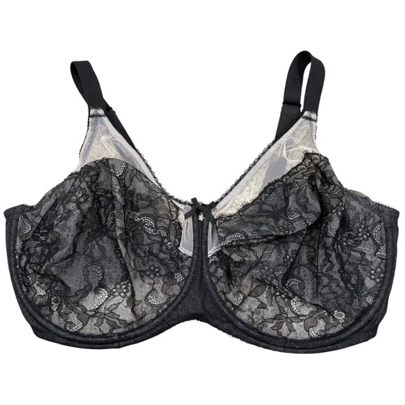 Wacoal Retro Chic 855186 Black Lace Wireless Bra US 38G Sheer Mesh - Picture 2 of 5